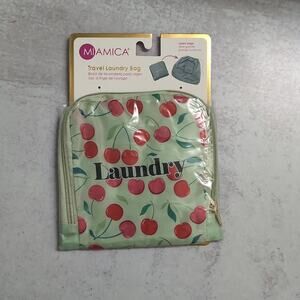 NWT Miamica Cherry Pattern Travel Laundry Bag Zipper Closure Compact